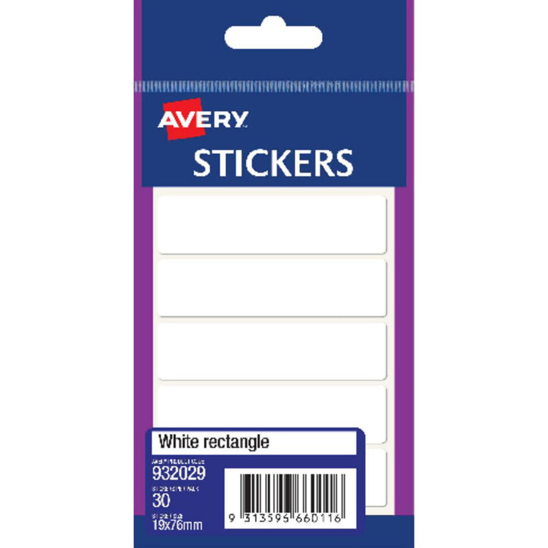 avery label white rectangle 19x76mm 6up 5 sheets
