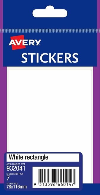 avery label white rectangle 78x116mm 1up 7 sheets