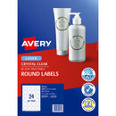 Avery Label L6112c Crystal Clear Round 40mm 24up 10 Sheets