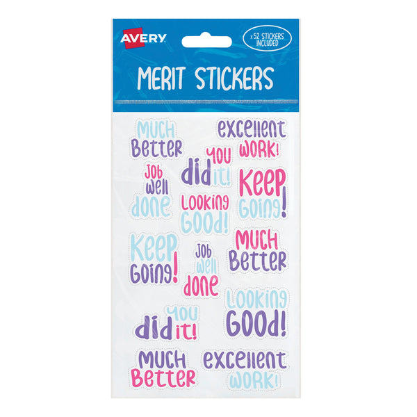 Avery Merit Stickers Samble Font 52 Pack