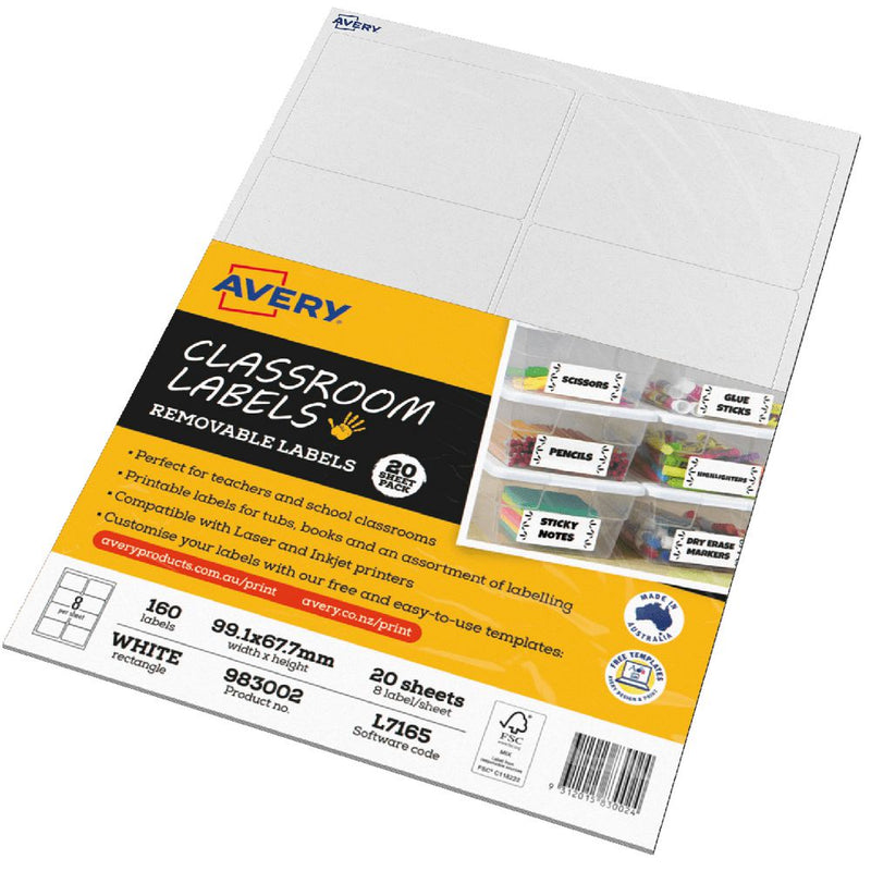 Avery Classroom Labels 1up 20 Sheets
