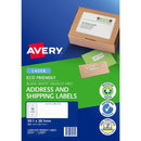 Avery Eco Friendly Address Labels 99.1x38.1MM 14up 20 Sheets
