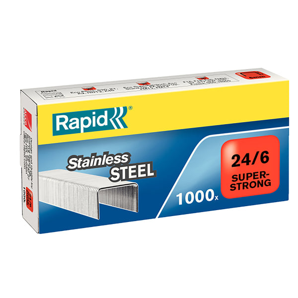 rapid staples 24/6mm box of 1000 stainless steel