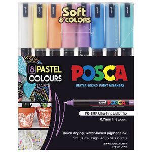 Uni Posca Marker 0.7mm 8 Piece Soft Colours