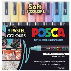 Uni Posca Marker 1.8-2.5mm 8 Piece Soft Colours
