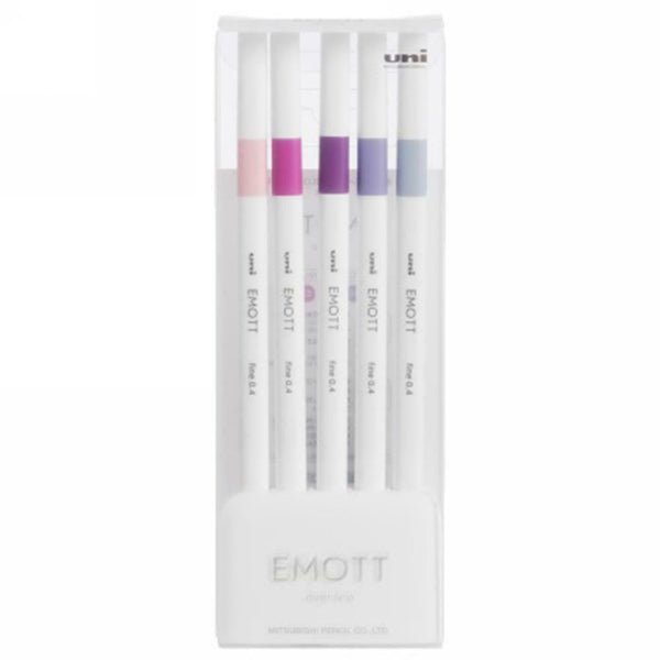 Uni Emott Everfine Art Fineliners 0.4mm No.7 Assorted 5 Pack