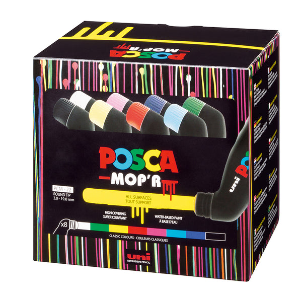 Uni Posca Marker 3-19mm Mop'r Assorted - Pack Of 8