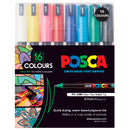 Uni Posca Marker 0.7mm Ultra-fine Pin Tip Assorted Pack Of 16