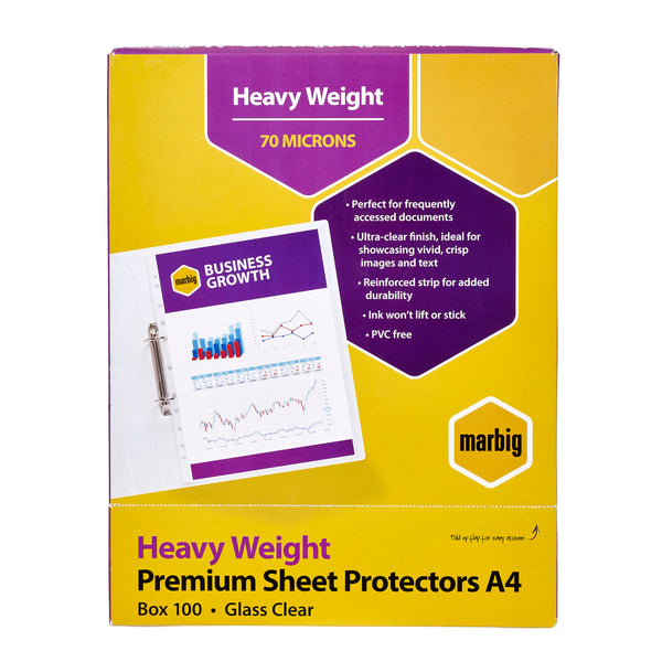 marbig® sheet protectors heavyweight a4 pack of 100
