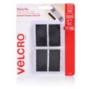 velcro® brand stick on hook & loop rectangles 6 sets 25mm x 50mm black
