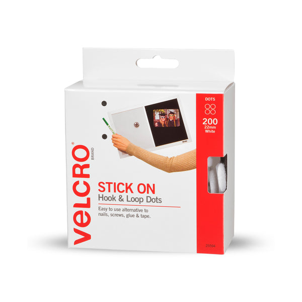 velcro® brand stick on dots hook and loop white pack of 200