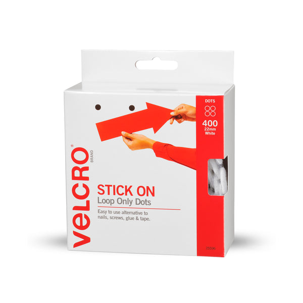 velcro® brand spots loop 22mm white pack of 400