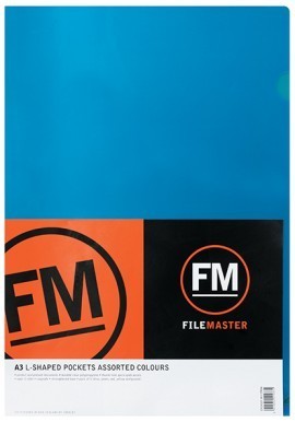 fm l shape pocket coloured size a3 pack of 5 assorted colour
