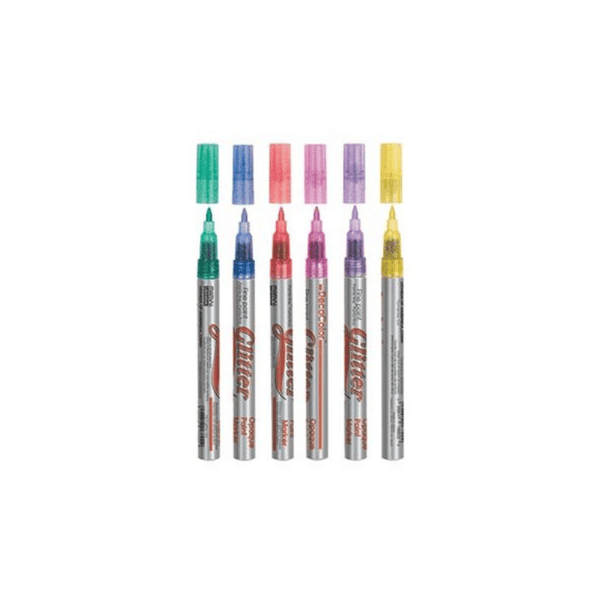 Marvy Decocolour Glitter Paint Marker Set Of 6 160-A