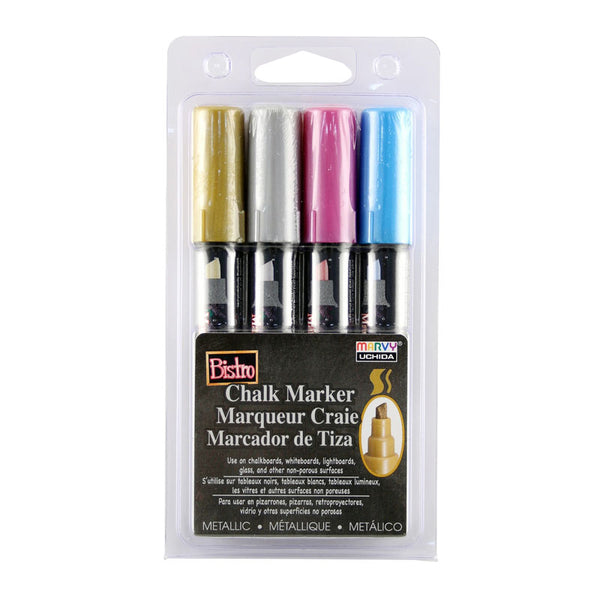 Marvy Bistro Chalk Marker 483 Chisel Set Of 4#Colour_METALLIC