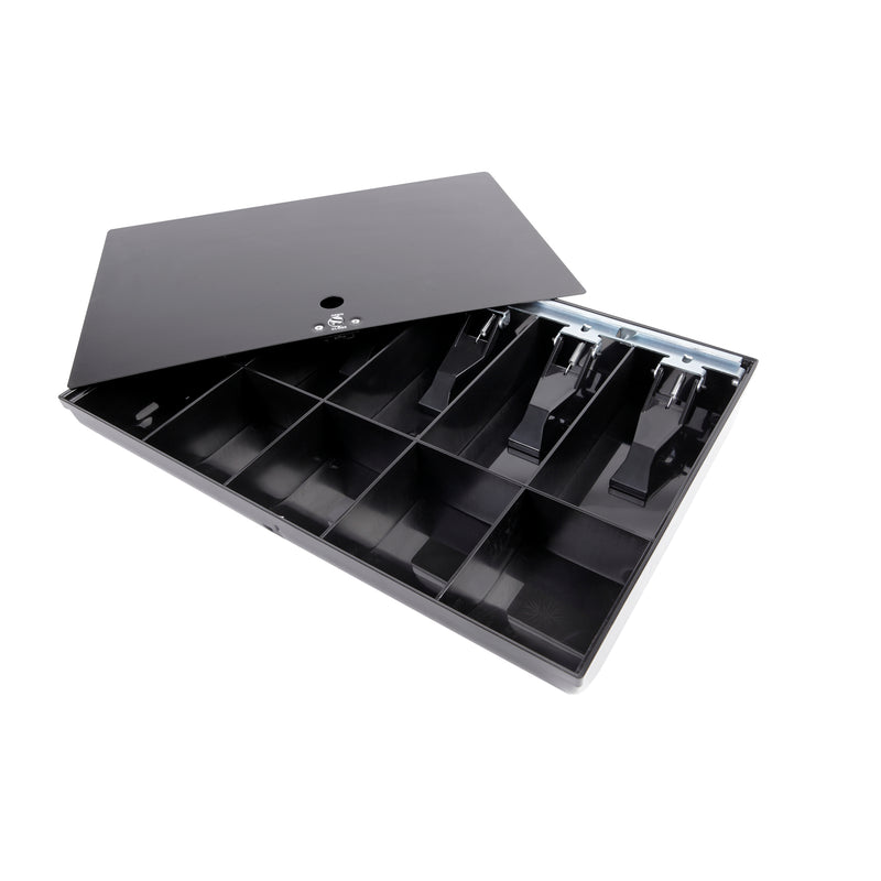 esselte cash tray with lid 10 comp black