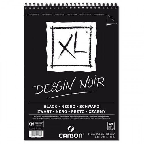 Canson XL Black Drawing Sketch Pad 150gsm (40 Sheets)