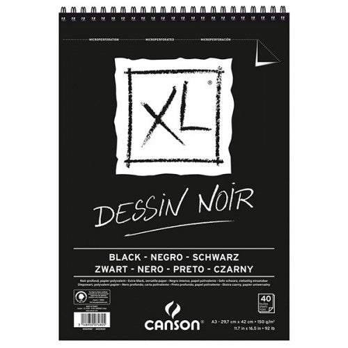 Canson XL Black Drawing Sketch Pad 150gsm (40 Sheets)