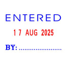 deskmate self-inking dater stamp entered & date blue/red