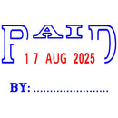 deskmate self-inking dater stamp paid & date black/red