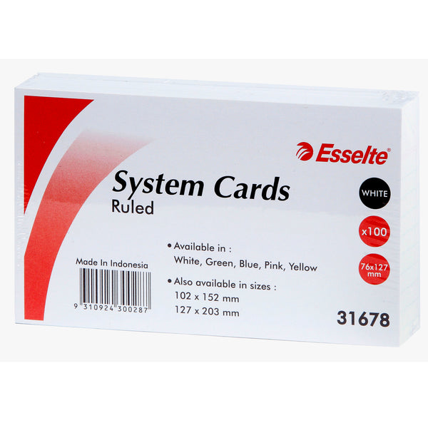esselte system cards 127x76mm (5x3) pack of 100#Colour_WHITE