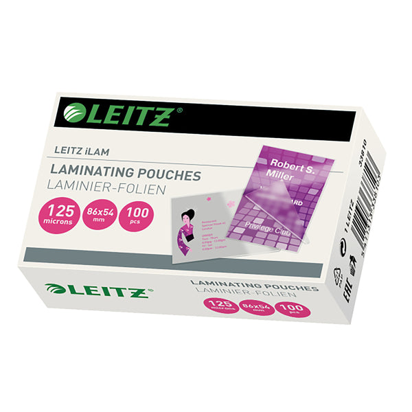 leitz laminating pouch 125 micron pack of 100#Size_54X86MM 