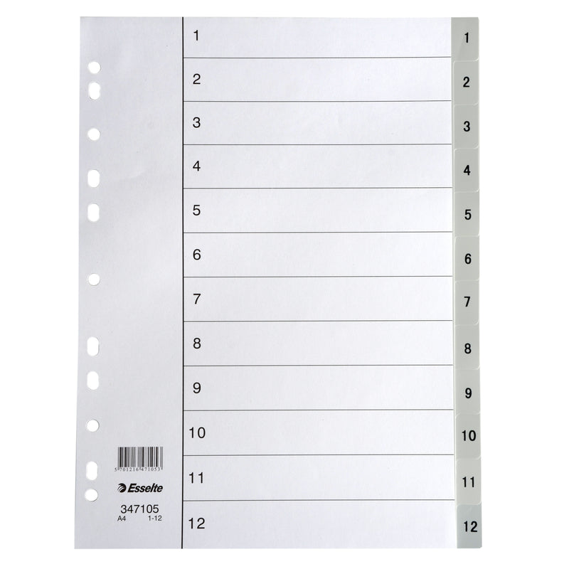 esselte indices polyprop a4 grey