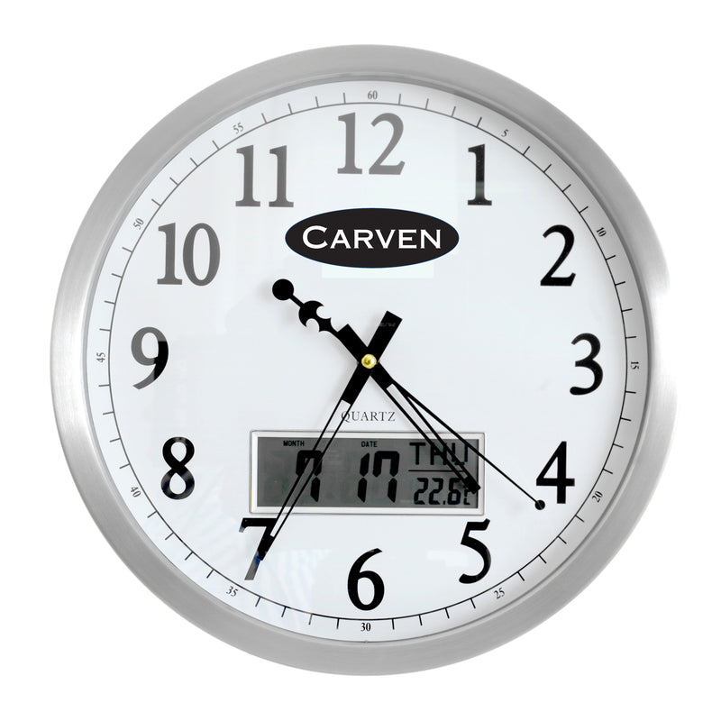 carven clock 350mm aluminium frame with lcd date