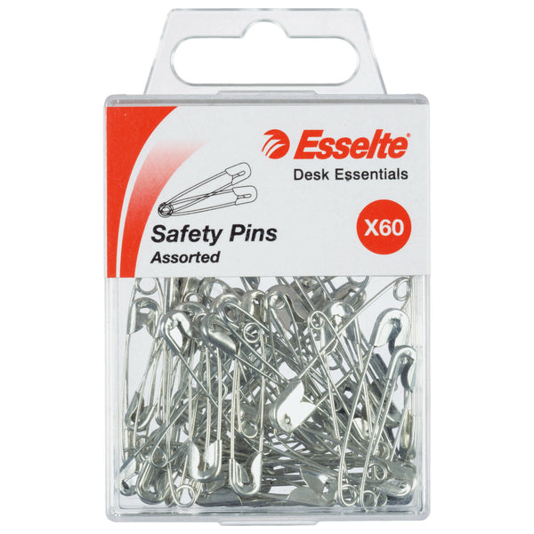 esselte pins safety assorted sizes silver pack of 60