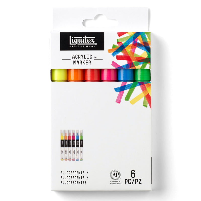 Liquitex Acrylic Marker 2-4mm Chisel Fluorescent - Set Of 6