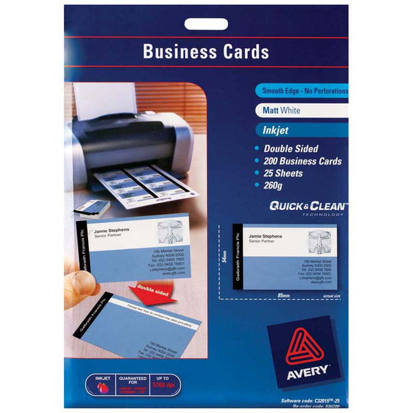 Avery Inkjet Business Cards C32015-25 25 Sheets
