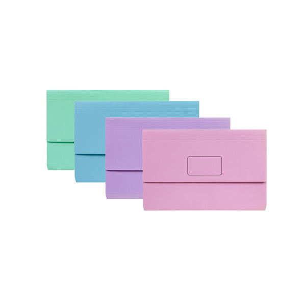 marbig® slimpick foolscap document wallet pastels assorted pack of 10