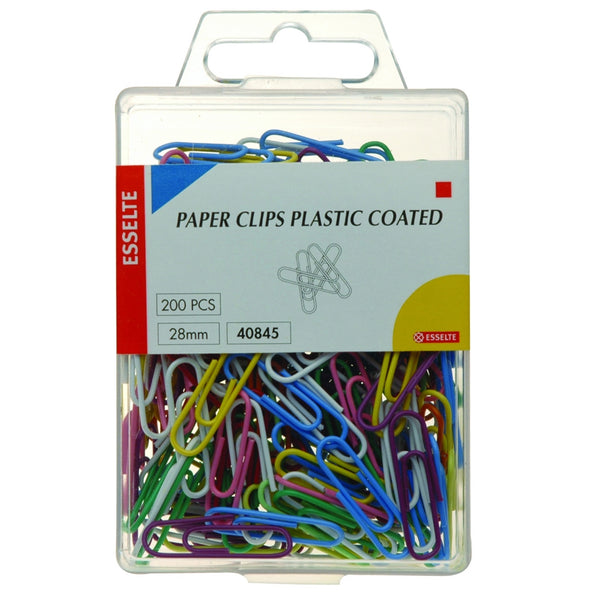 esselte paper clip 28mm plast coat box of 200