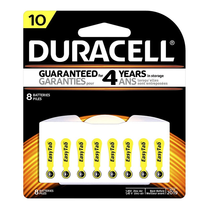 duracell hearing aid 10 battery PACK OF  8