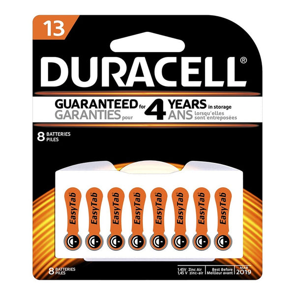 duracell hearing aid 13 battery PACK OF  8