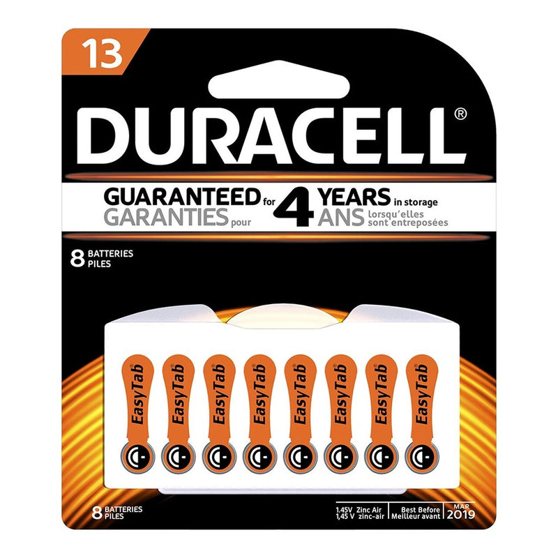duracell hearing aid 13 battery PACK OF  8