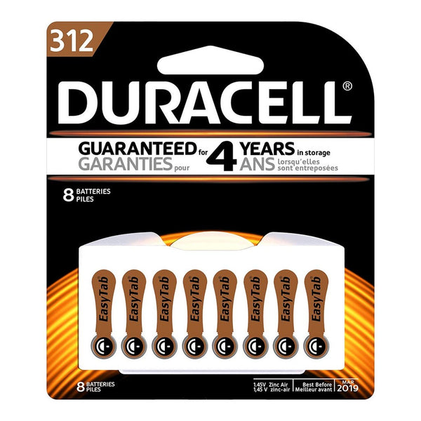 duracell hearing aid 312 battery PACK OF  8