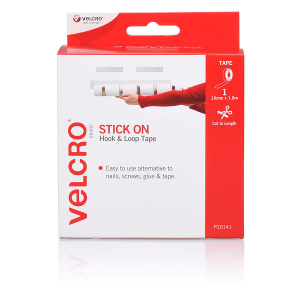 velcro® brand stick on hook & loop tape 19mmx1.8m white