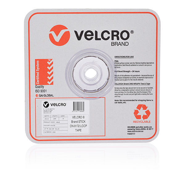 velcro® brand stick on loop only tape 25mmx25m white