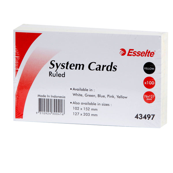 esselte system cards 127x76mm (5x3) yellow pack of 100