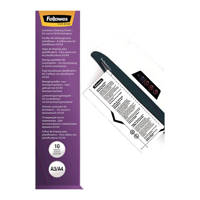 fellowes laminator cleaning and carrier sheets a4 PACK OF  10