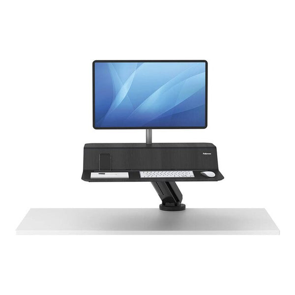 fellowes lotus rt single monitor sit stand workstation black