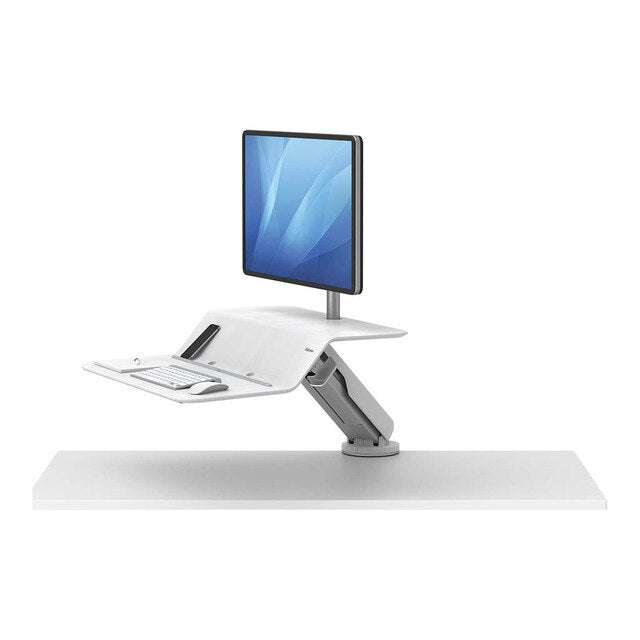 fellowes lotus rt single monitor sit stand workstation white