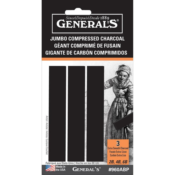 General's Compressed Jumbo Charcoal 3 Sticks