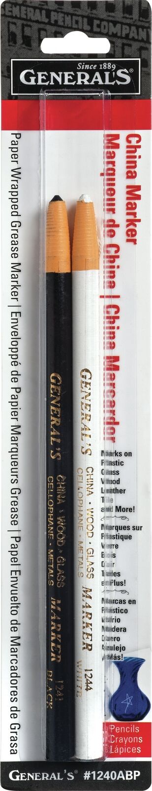 General's China Markers Black & White 2 Piece