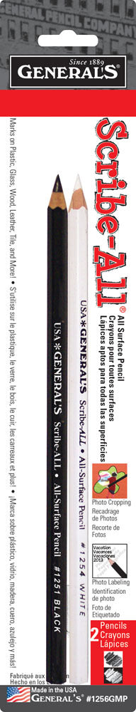 General's Scribe All Black & White Pencils Pack of 2