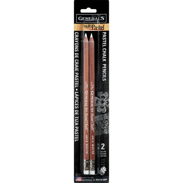 General's Pastel Chalk Pencils White Pack of 2