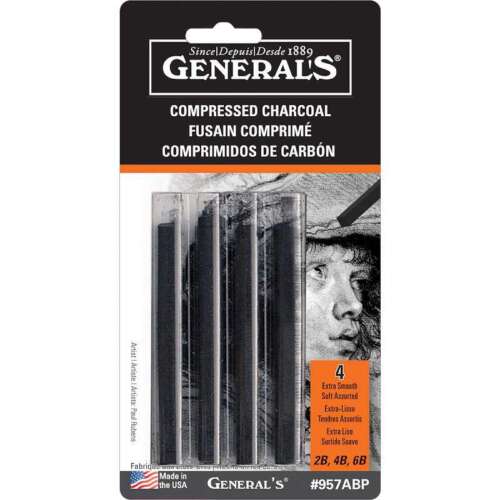 General's Compressed Charcoal Sticks Assorted 4 Pieces
