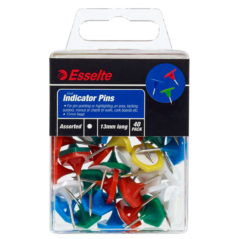 esselte indicator pins small assorted pack of 40