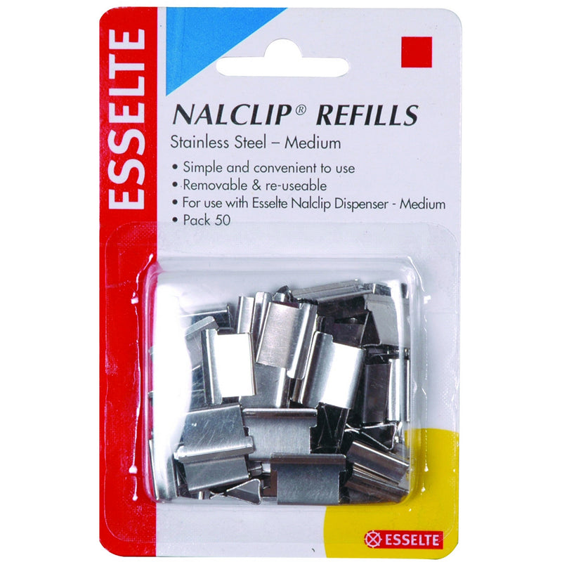 esselte nalclip refills steel pack of 50